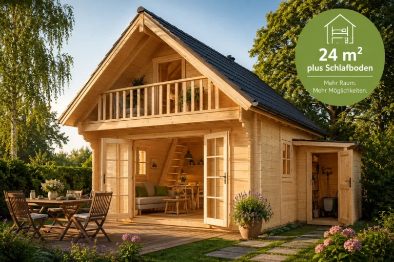 Titelbild zu „Mehr Raum im Garten: Warum ein Schlafbodenhaus die clevere Alternative zum klassischen Gartenhaus ist“